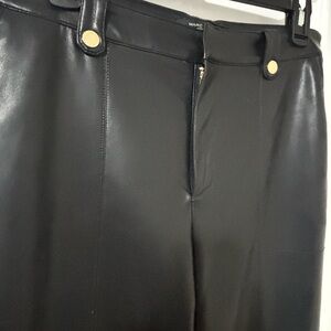 Marc New York Black Faux Leather Pants with Gold Hardware